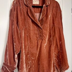 Free People Luxy Velvet Top in Cedar Wood